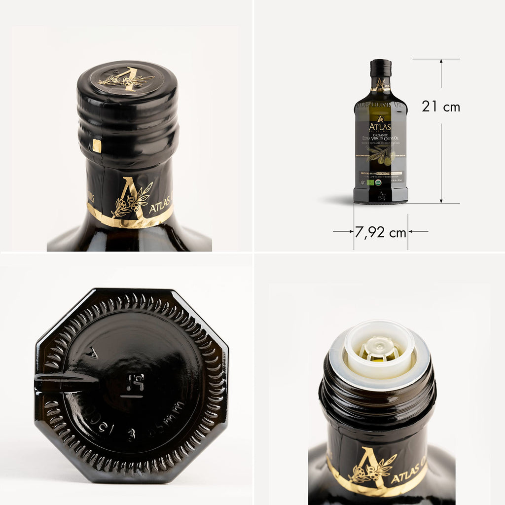Atlas Organic Cold Pressed Moroccan Extra Virgin Olive Oil, Polyphenol Rich | EVOO From Morocco, Newly Harvested Unprocessed from One Single Family Farm