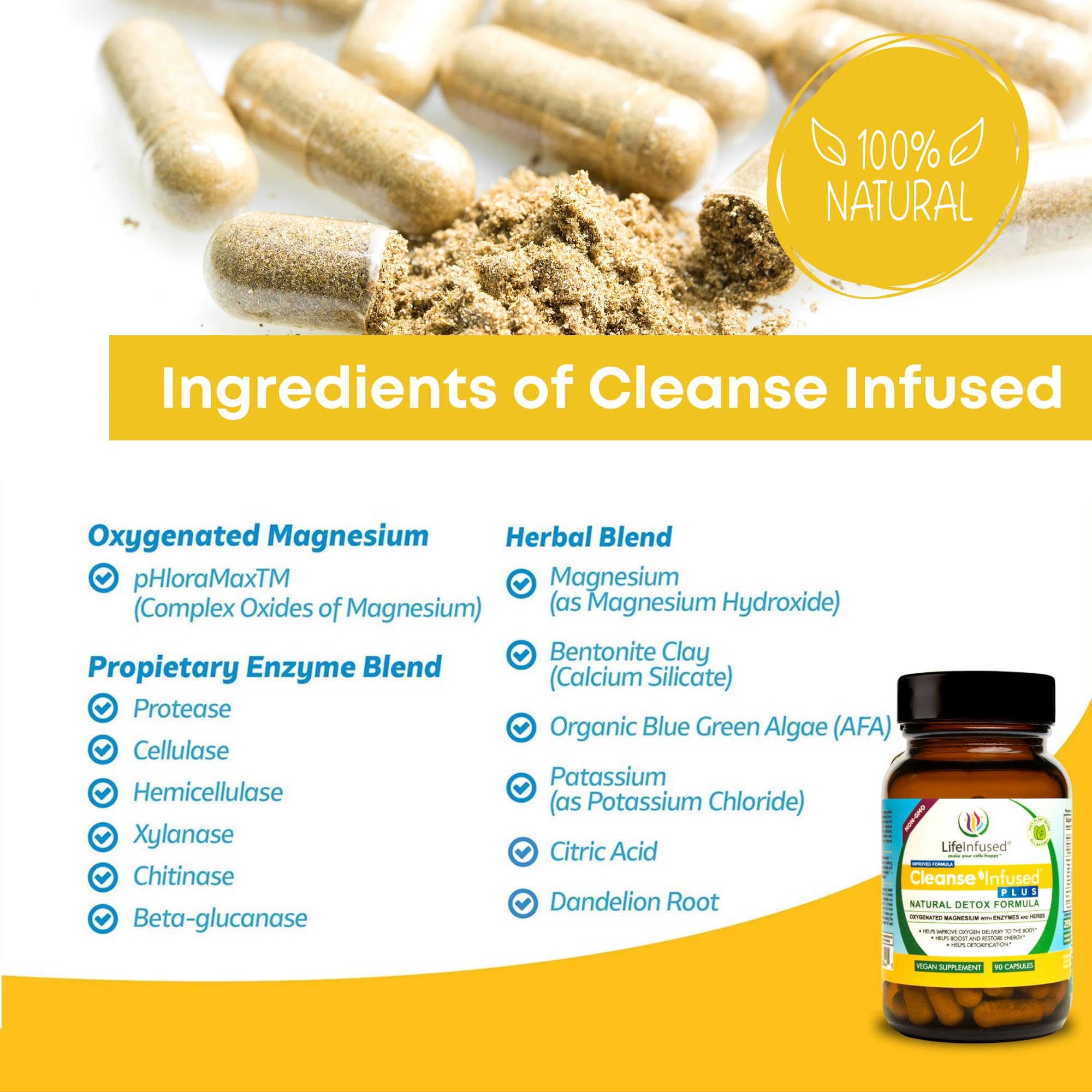 Life Infused Cleanse Infused Plus Digestive Support Supplement – Oxygenated Magnesium with Enzymes & Herbs, Supports Digestive