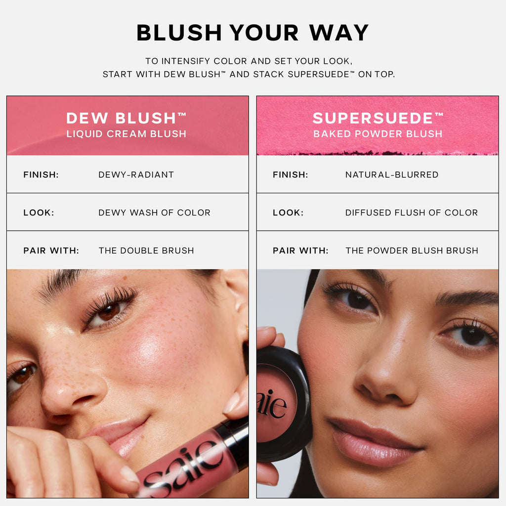 Saie Cheek Flush Duo - Dew Liquid Blush (.40 oz, Lady), SuperSuede Baked Powder Blush (.01 oz, Mia) - Layerable, Skin-Nourishing Blushes for a Seamless Radiant Finish SaieBuy Supplements Australia