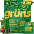 Green package of gröns Superfoods Greens Gummies with text and branding.