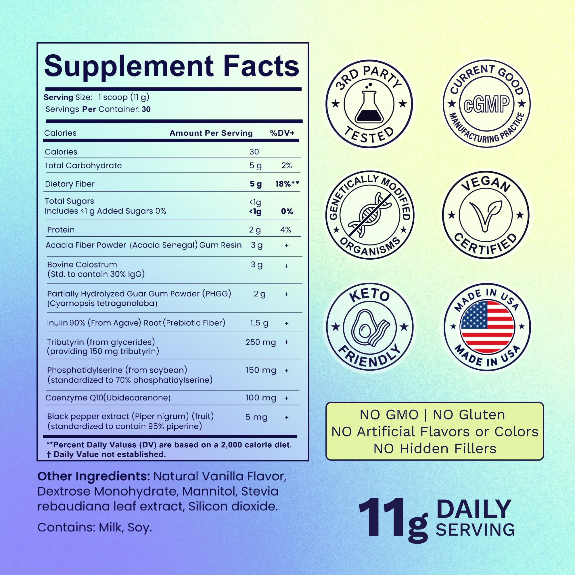 Elevex Labs Gut Health Supplement Powder – Digestive Health Formula with Colostrum, Tributyrin & PHGG Prebiotics for Gut Health, Gut Lining, Gut-Brain & Bloating Relief for Women & Men – 30 Servings Elevex LabsBuy Supplements Australia