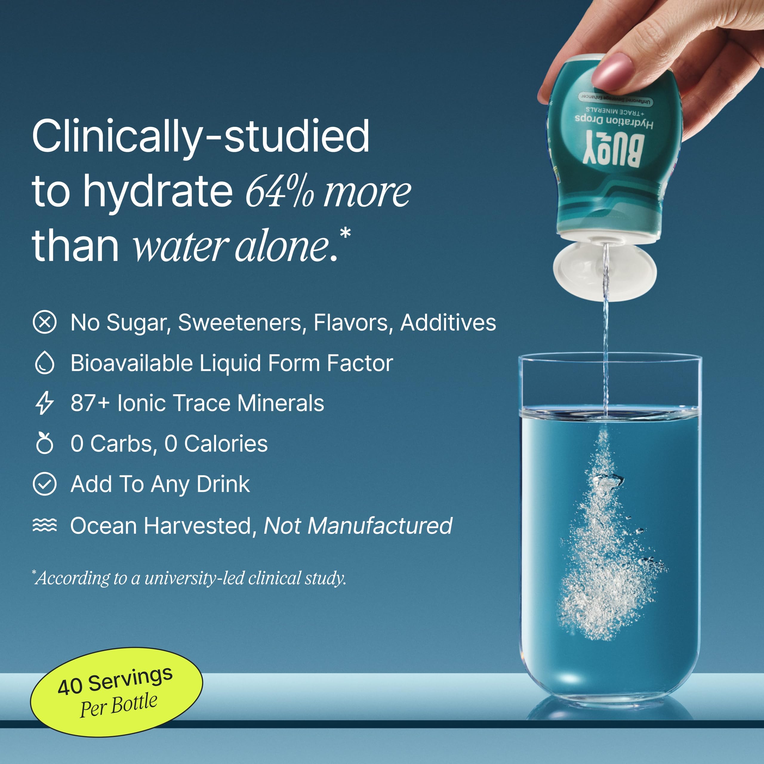 Buoy Electrolyte Drops | 120 Servings | No Sugar, No Sweeteners | 87+ Trace Minerals, Vitamins & Antioxidants | Subtle Mineral Taste