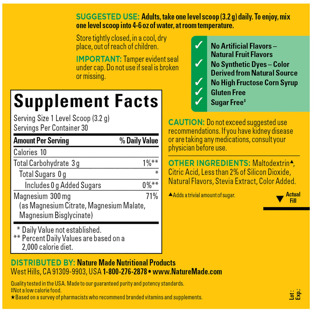 Nature Made High Absorption Magnesium Complex Drink Mix Powder, Magnesium Citrate, Glycinate & Malate 3-in-1 Blend, Pink Lemonade Flavor, 96 g, 30 Day Supply Nature Made buy supplements Au