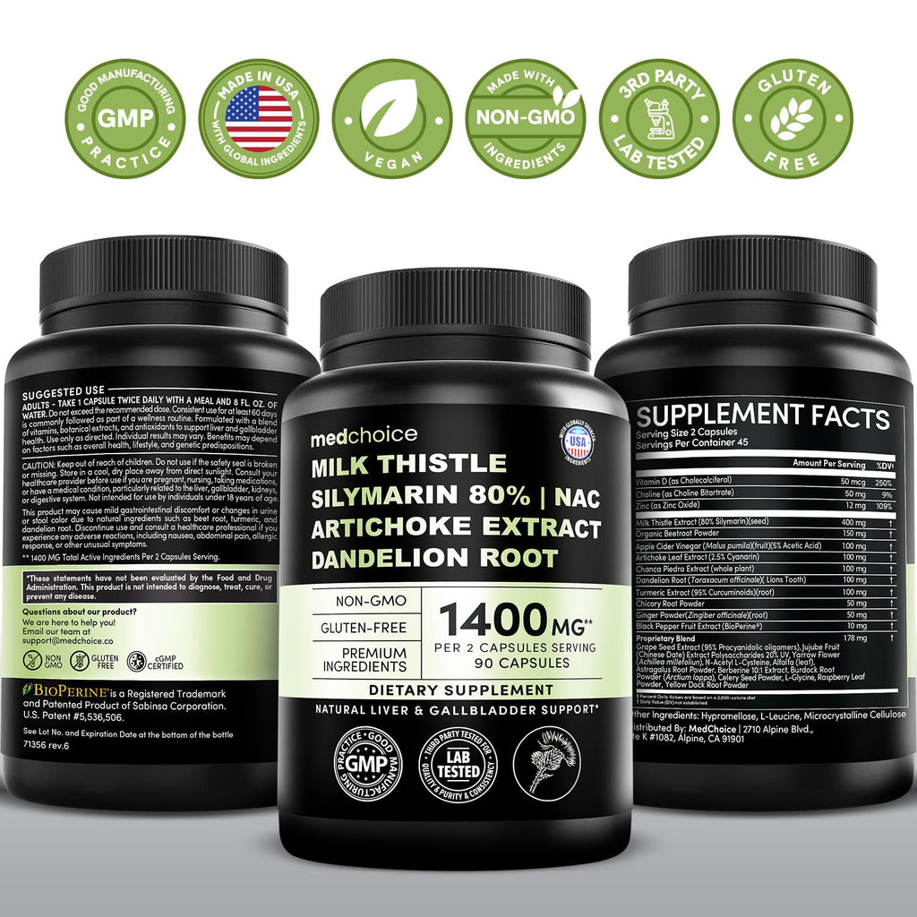 Milk Thistle Supplement w/ NAC, Artichoke & Dandelion – Liver Support Supplement & Gallbladder Supplements in One – Liver Detox – Milk Thistle
