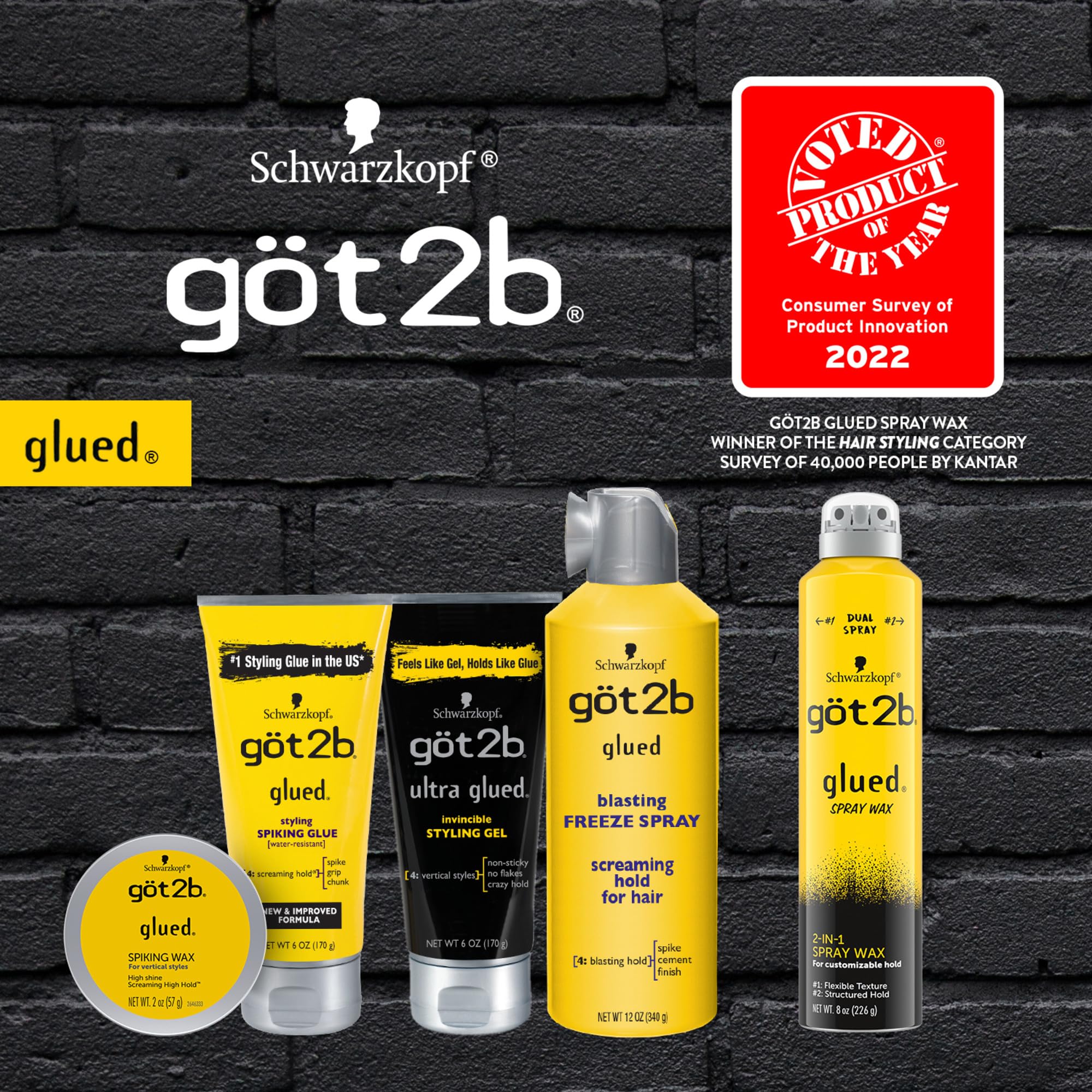 Got2b Glued Blasting Freeze Hairspray, 12 oz, Pack of 2