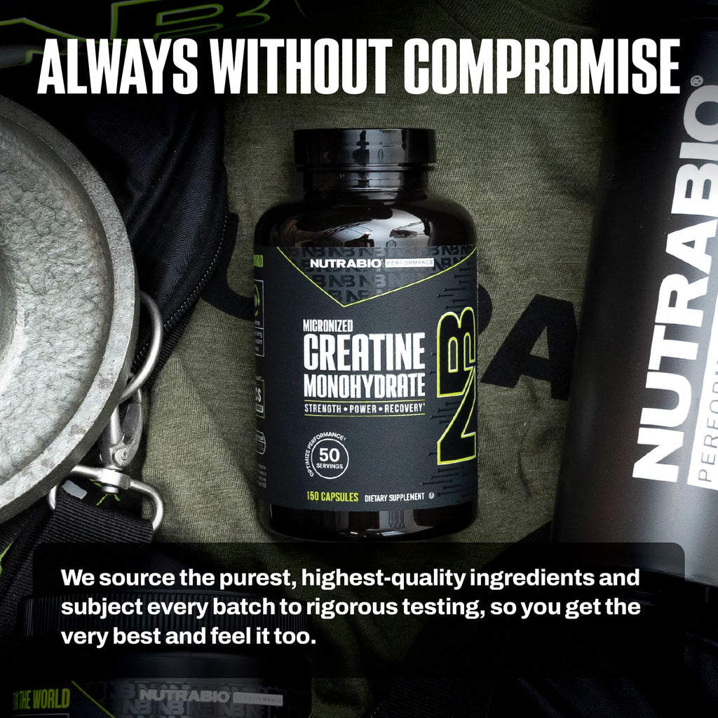 NutraBio Pure Micronized Creatine Monohydrate Capsules, Creatine Pills, Supports Bulk Muscle Energy, Recovery, and Strength - Keto Friendly, Kosher