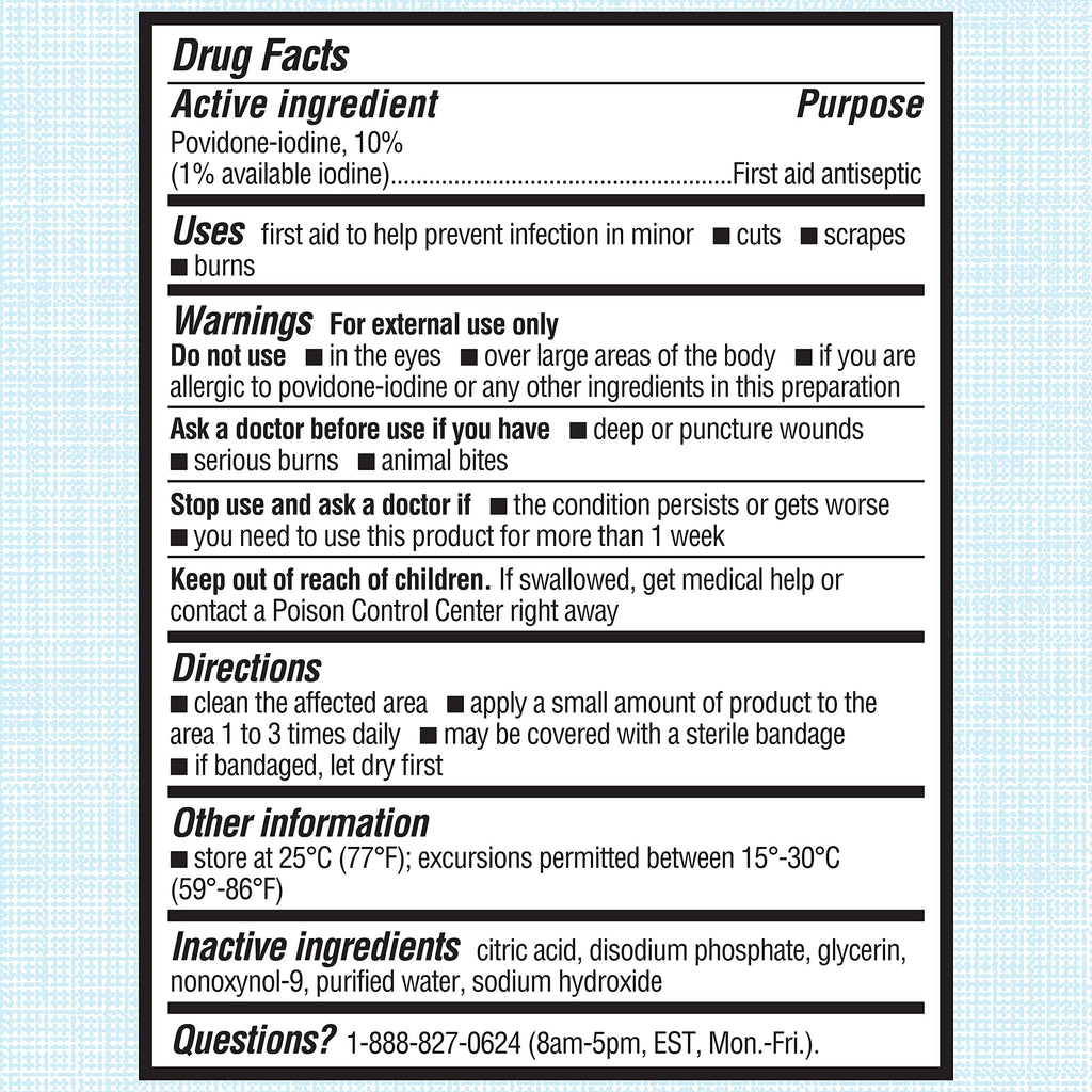Betadine Antiseptic First Aid Solution, Povidone-Iodine 10%, Infection Protection, Kills Germs in Minor Cuts Scrapes and Burns, No Sting Promise, No Alcohol or Hydrogen Peroxide, 8 FL OZ