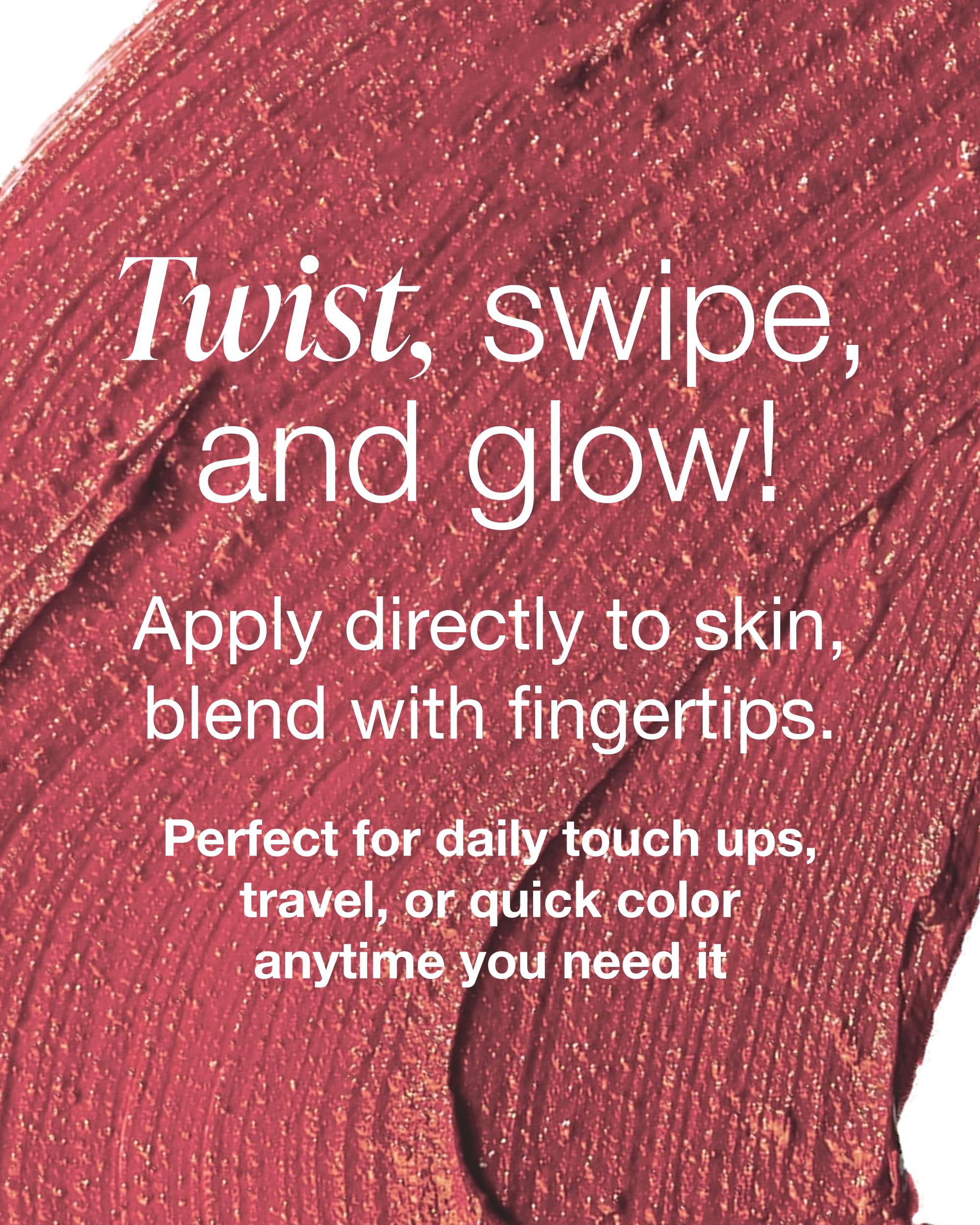 Mineral Fusion 3-in-1 Color Stick - Hydrating Tinted Cream Blush for Cheeks, Lip and Eye - Natural Multi Use Makeup (Berry Glow)