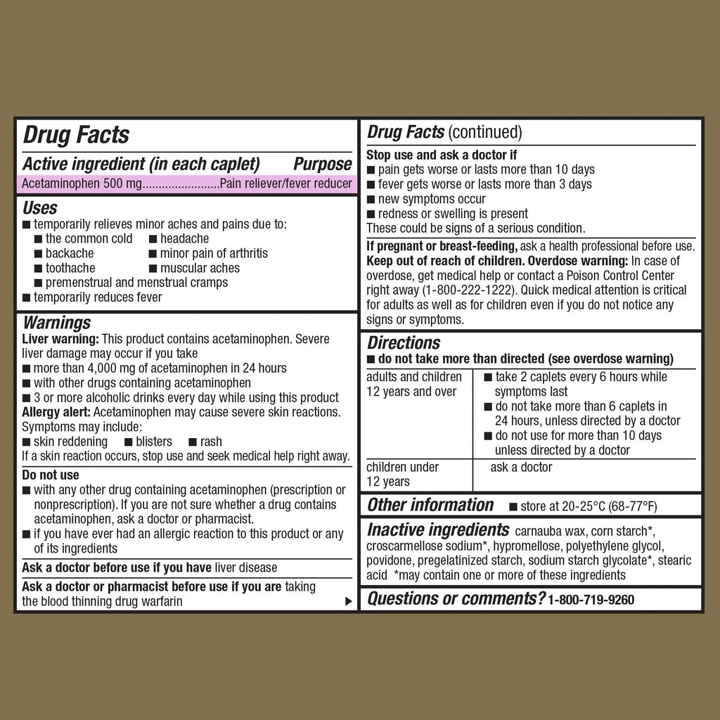 GoodSense Extra Strength Acetaminophen Caplets 500 mg, Pain Reliever and Fever Reducer, Easy Open Cap, 100 Count GoodSenseBuy Supplements Australia